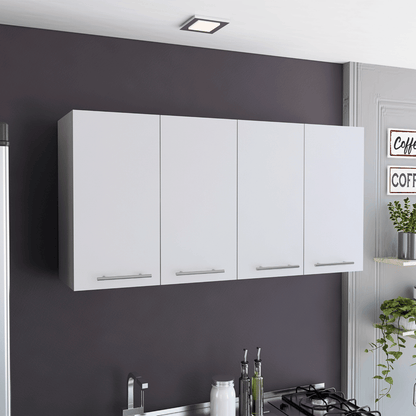 Wall Cabinet 24" H, four Doors, with two internal Shelves and internal plate and glass organizer, white image 1