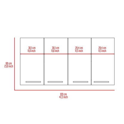 Wall Cabinet 24" H, four Doors, with two internal Shelves and internal plate and glass organizer, white image 7