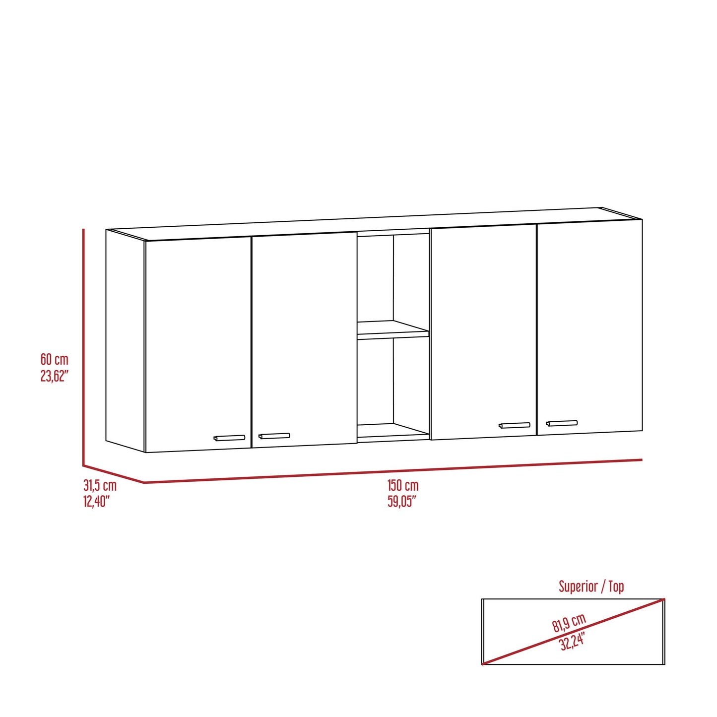 Wall Cabinet Ontario, Double Door, White Finish image 12