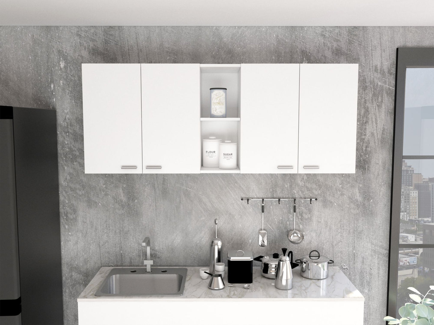 Wall Cabinet Ontario, Double Door, White Finish image 13