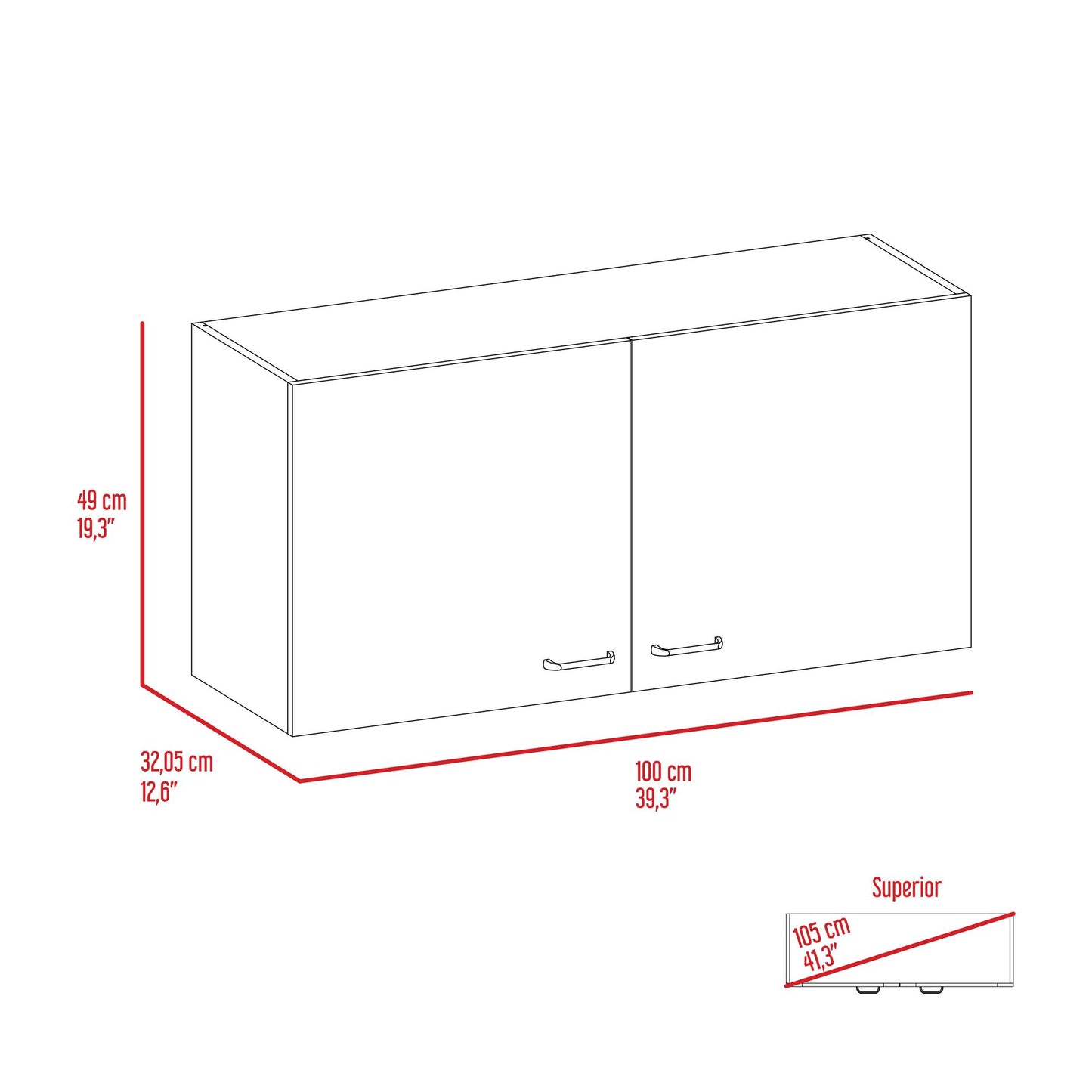 Wall Cabinet Toran, Two Shelves, Double Door, Black Wengue Finish image 10