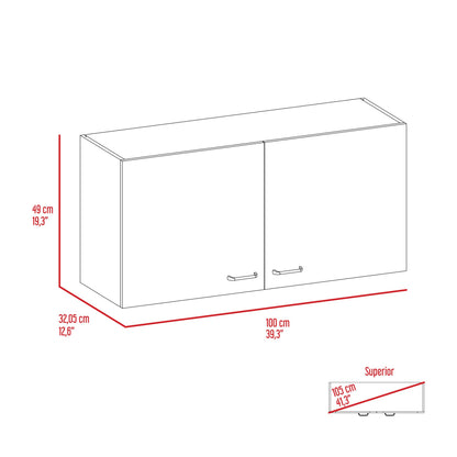 Wall Cabinet Toran, Two Shelves, Double Door, Black Wengue Finish image 10