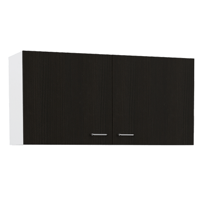 Wall Cabinet Toran, Two Shelves, Double Door, Black Wengue Finish image 5