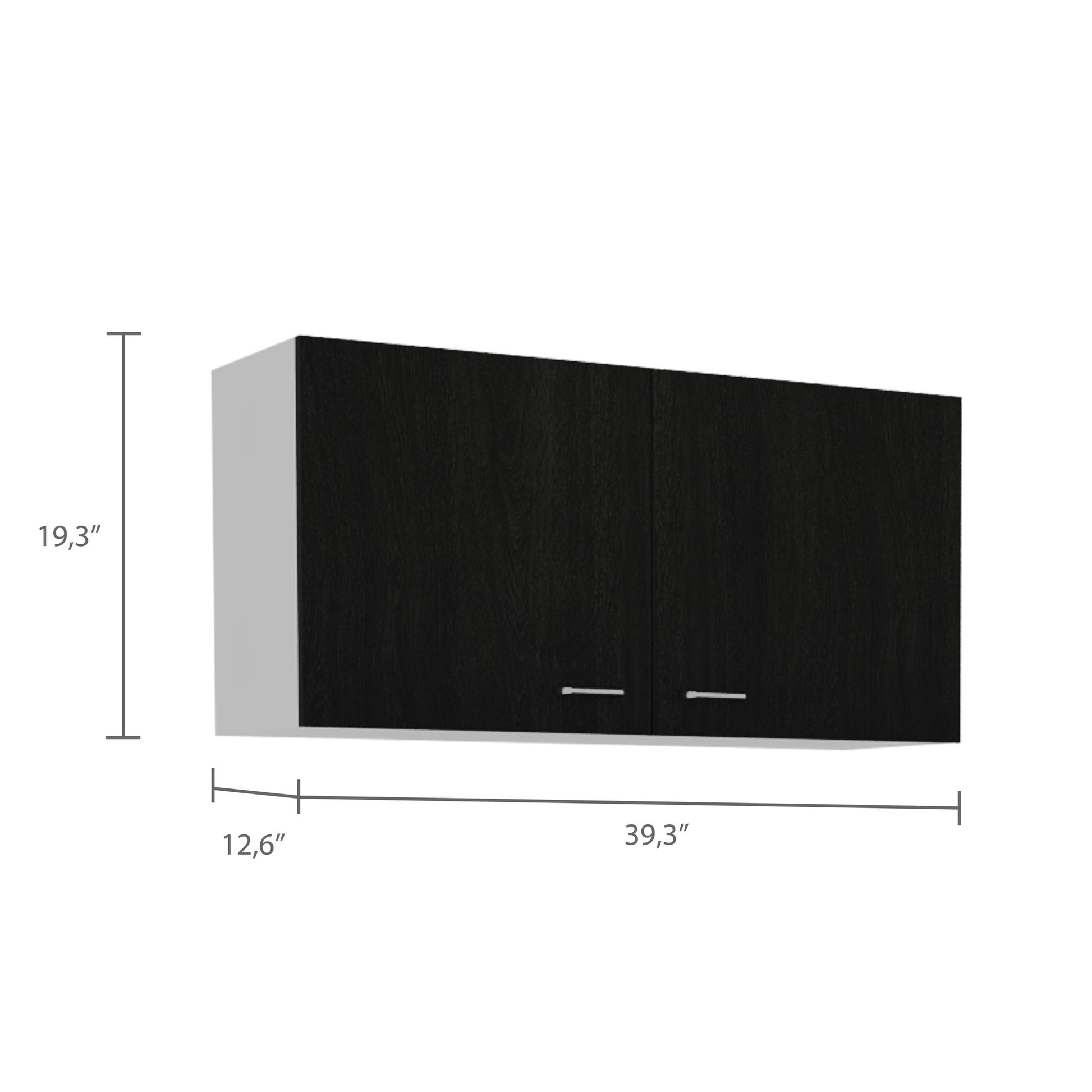 Wall Cabinet Toran, Two Shelves, Double Door, Black Wengue Finish image 3