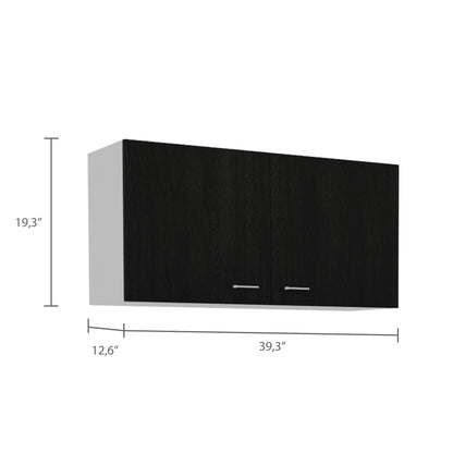 Wall Cabinet Toran, Two Shelves, Double Door, Black Wengue Finish image 3