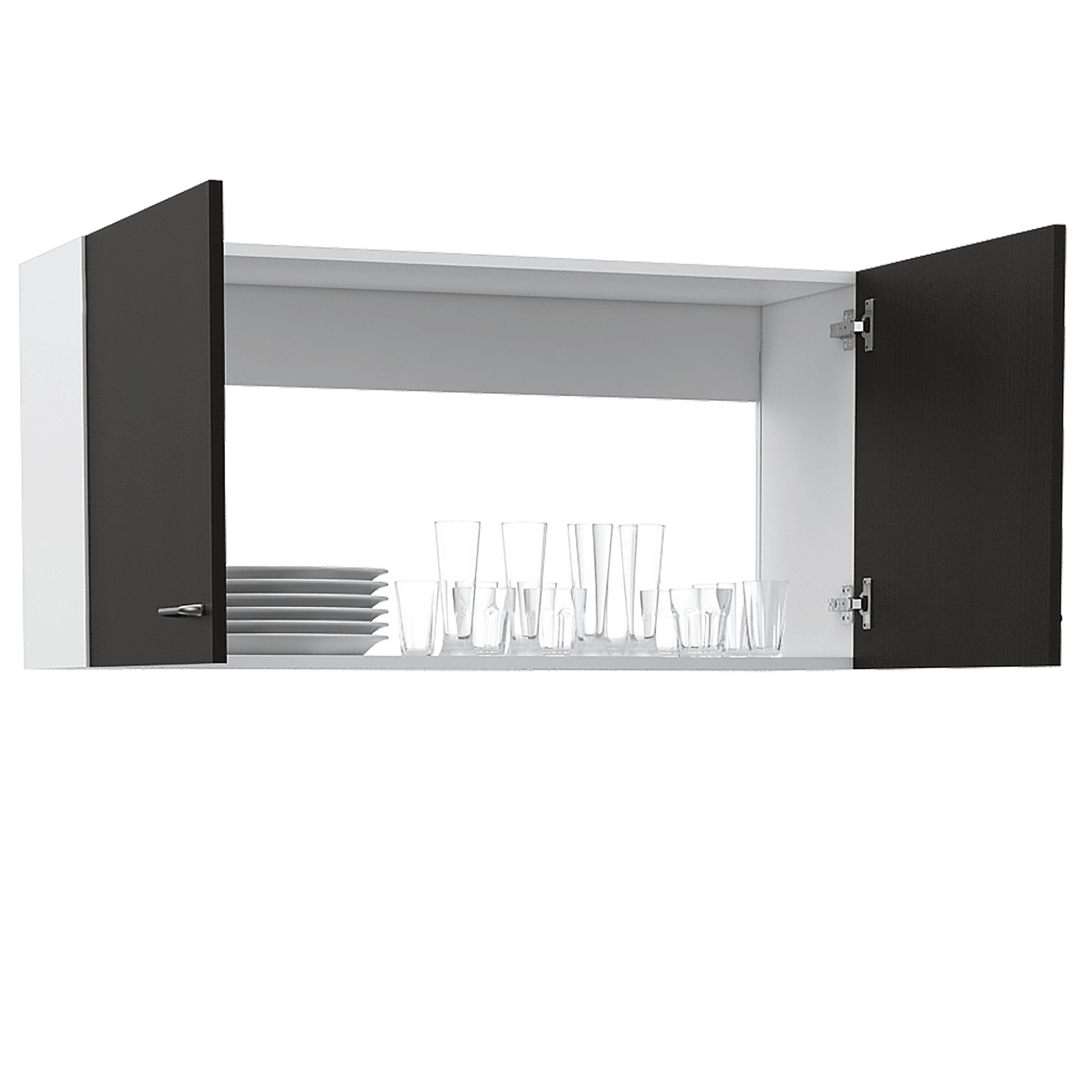 Wall Cabinet Toran, Two Shelves, Double Door, Black Wengue Finish image 8