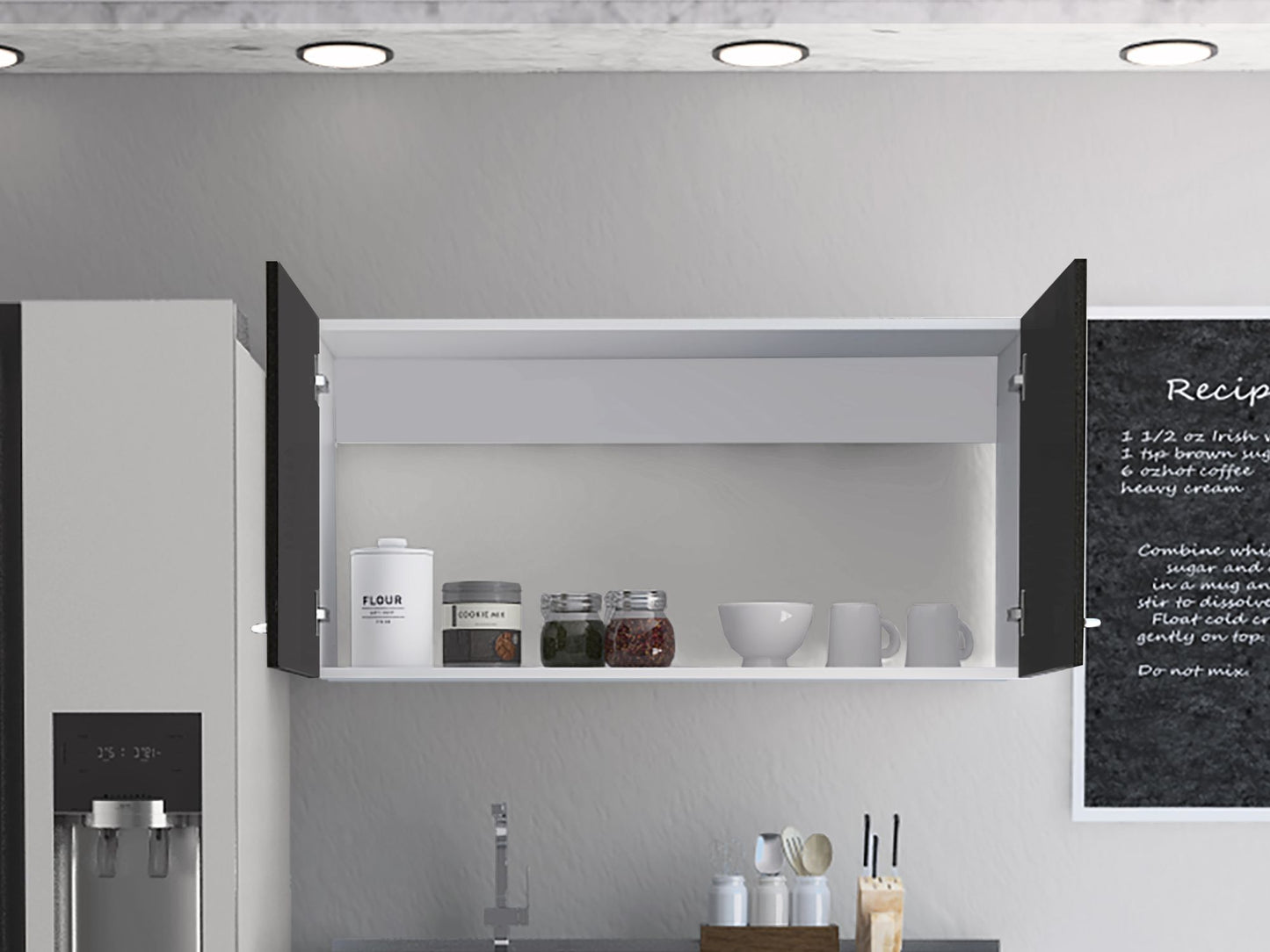 Wall Cabinet Toran, Two Shelves, Double Door, Black Wengue Finish image 1