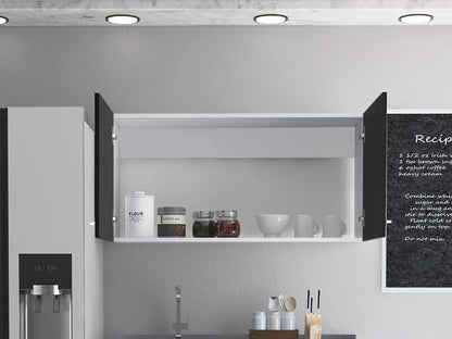 Wall Cabinet Toran, Two Shelves, Double Door, Black Wengue Finish image 1
