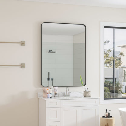 Rectangular wall mirror 30x40 black - close up of frame