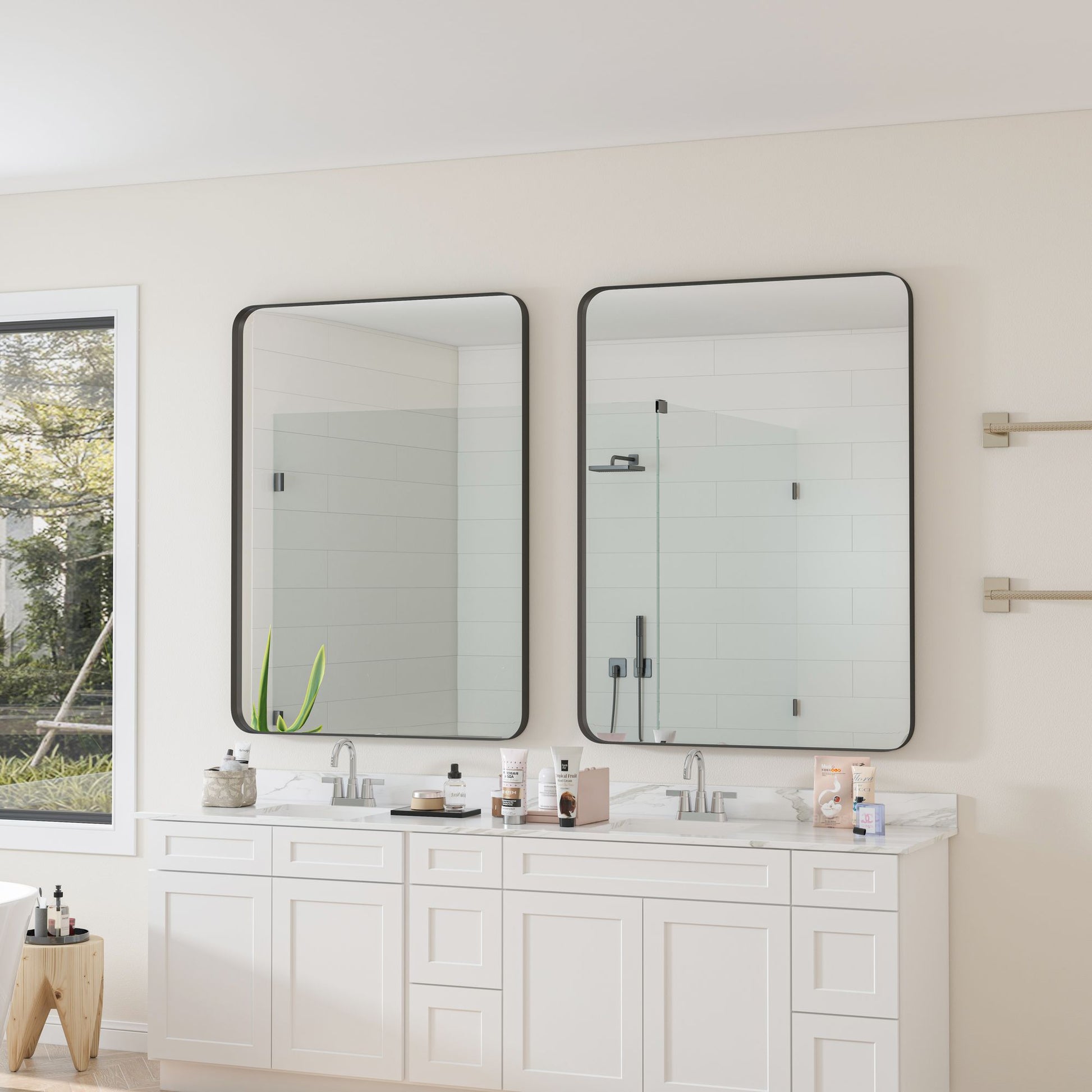 Black vanity mirror 30x40 in bedroom setting