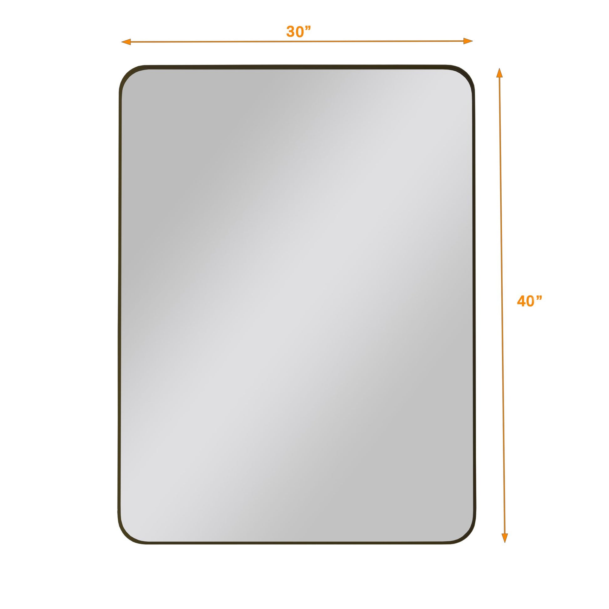 30x40 black rectangular mirror - full product view