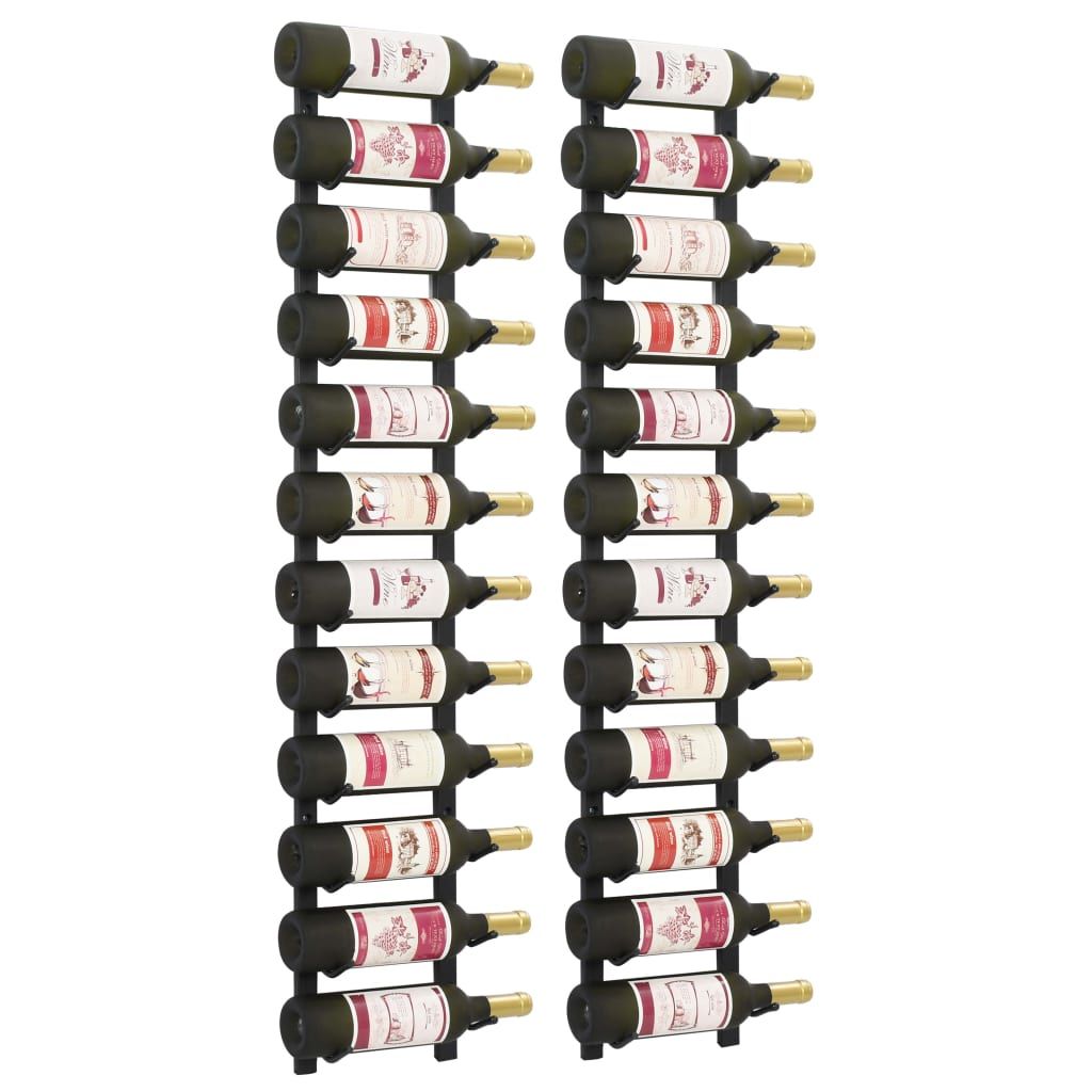 Wall Mounted Wine Racks for 12 Bottles 2 pcs Black Iron image 1
