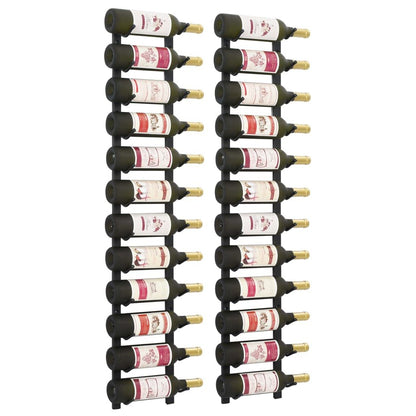 Wall Mounted Wine Racks for 12 Bottles 2 pcs Black Iron image 1