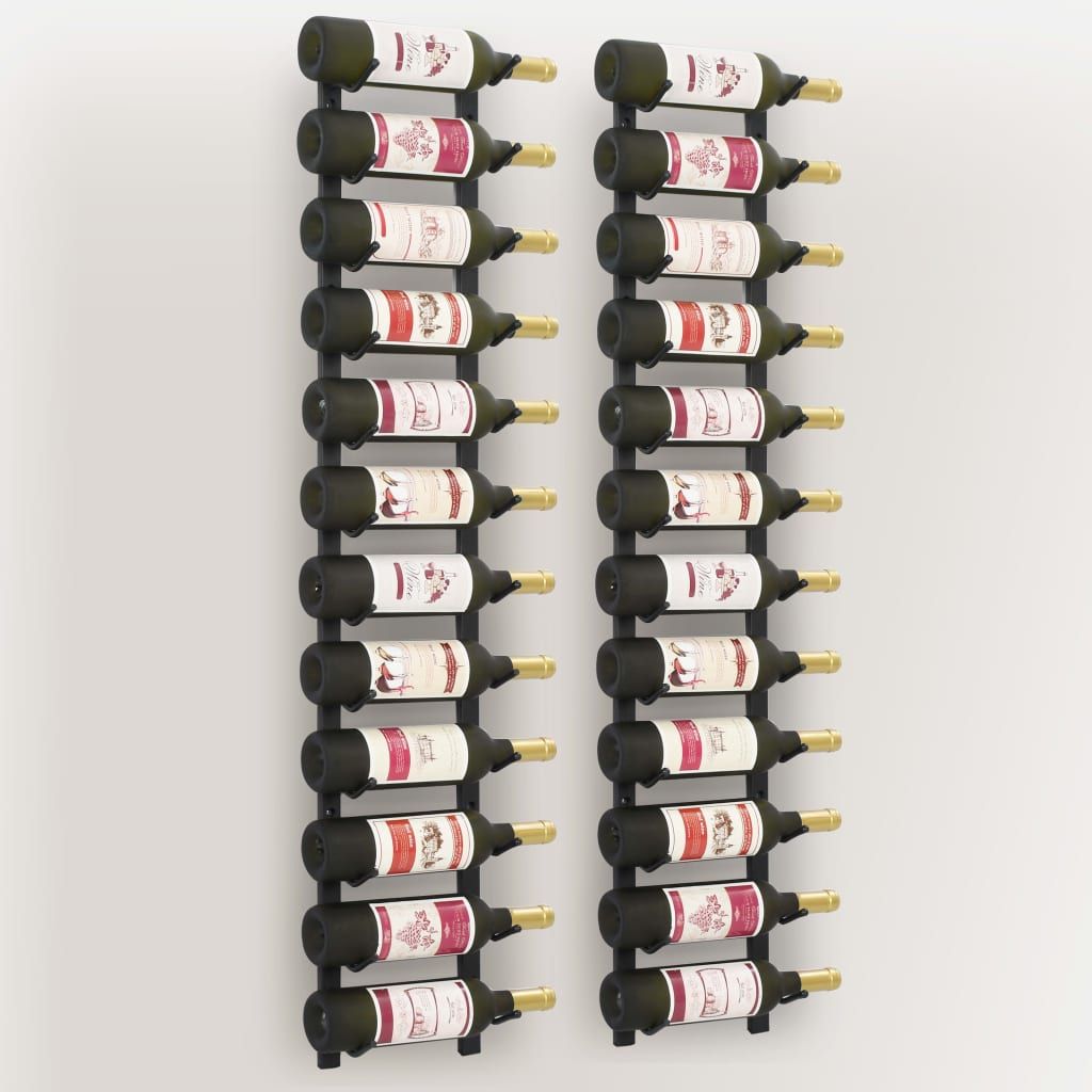 Wall Mounted Wine Racks for 12 Bottles 2 pcs Black Iron image 4
