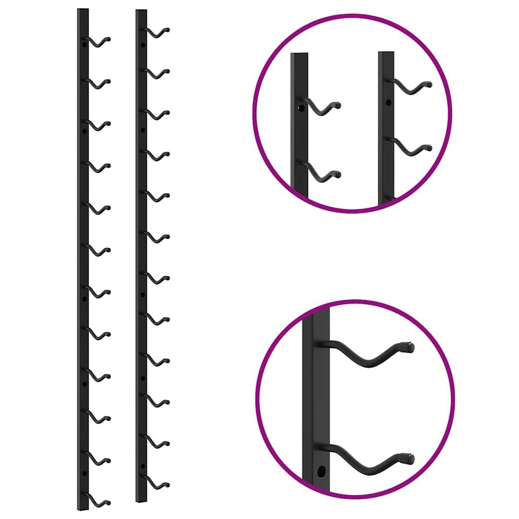 Wall Mounted Wine Racks for 12 Bottles 2 pcs Black Iron image 9