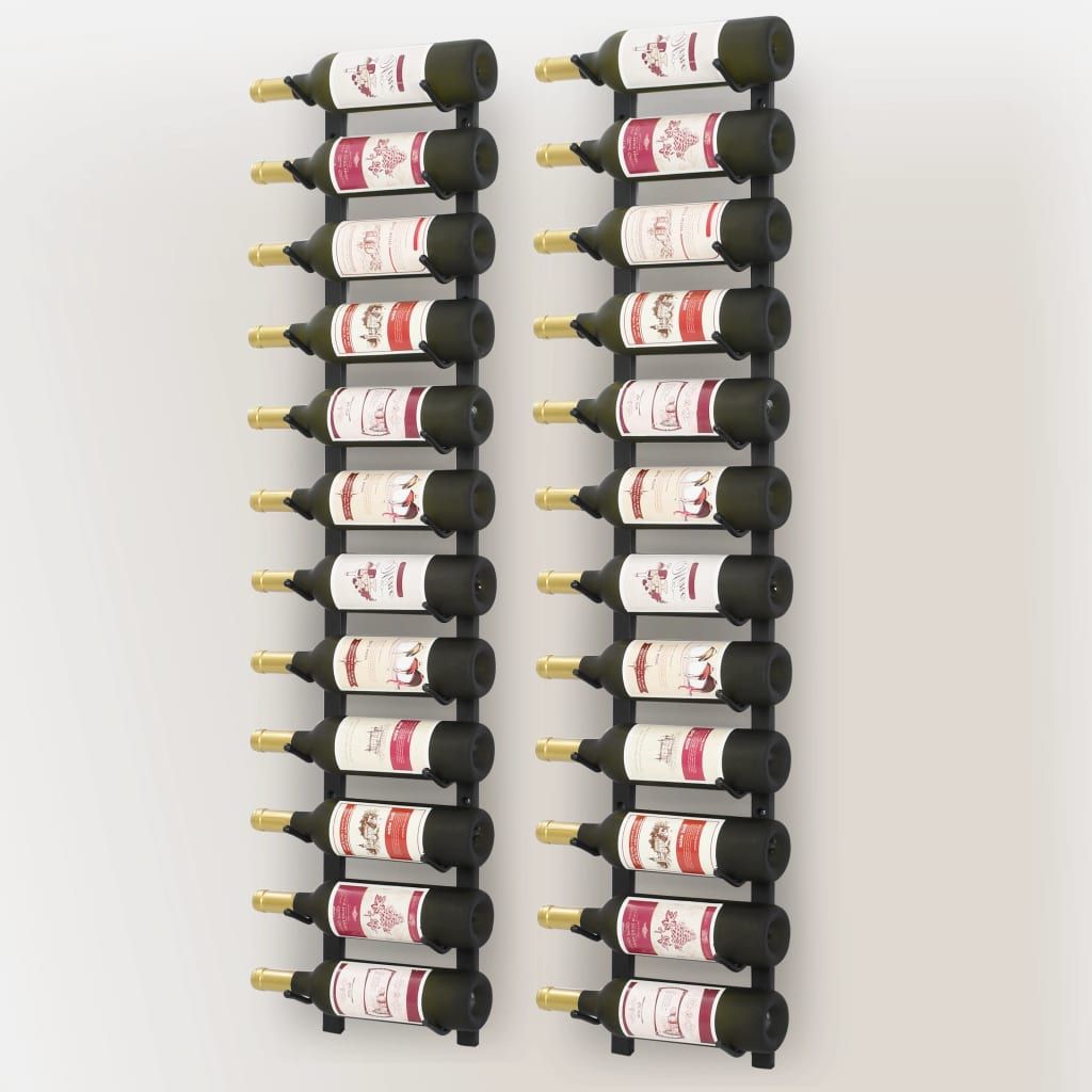 Wall Mounted Wine Racks for 12 Bottles 2 pcs Black Iron image 5