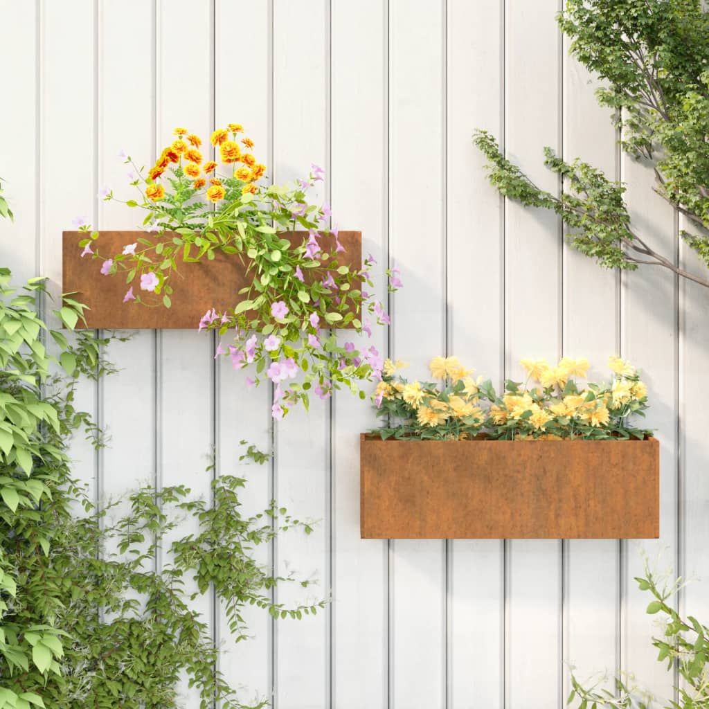 Wall Planters 2 pcs Rusty Corten Steel 20.9"x3.9"x6.7 image 1