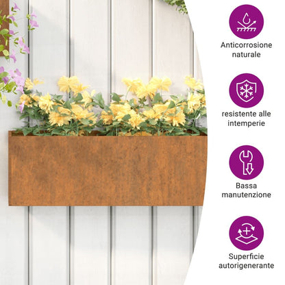 Wall Planters 2 pcs Rusty Corten Steel 20.9"x3.9"x6.7 image 10