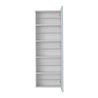 Wall Shoe Rack 54" H, One Mirror, One Door, Five Internal Storage Shelves, Approximate Capacity for Ten Shoes, White image 4