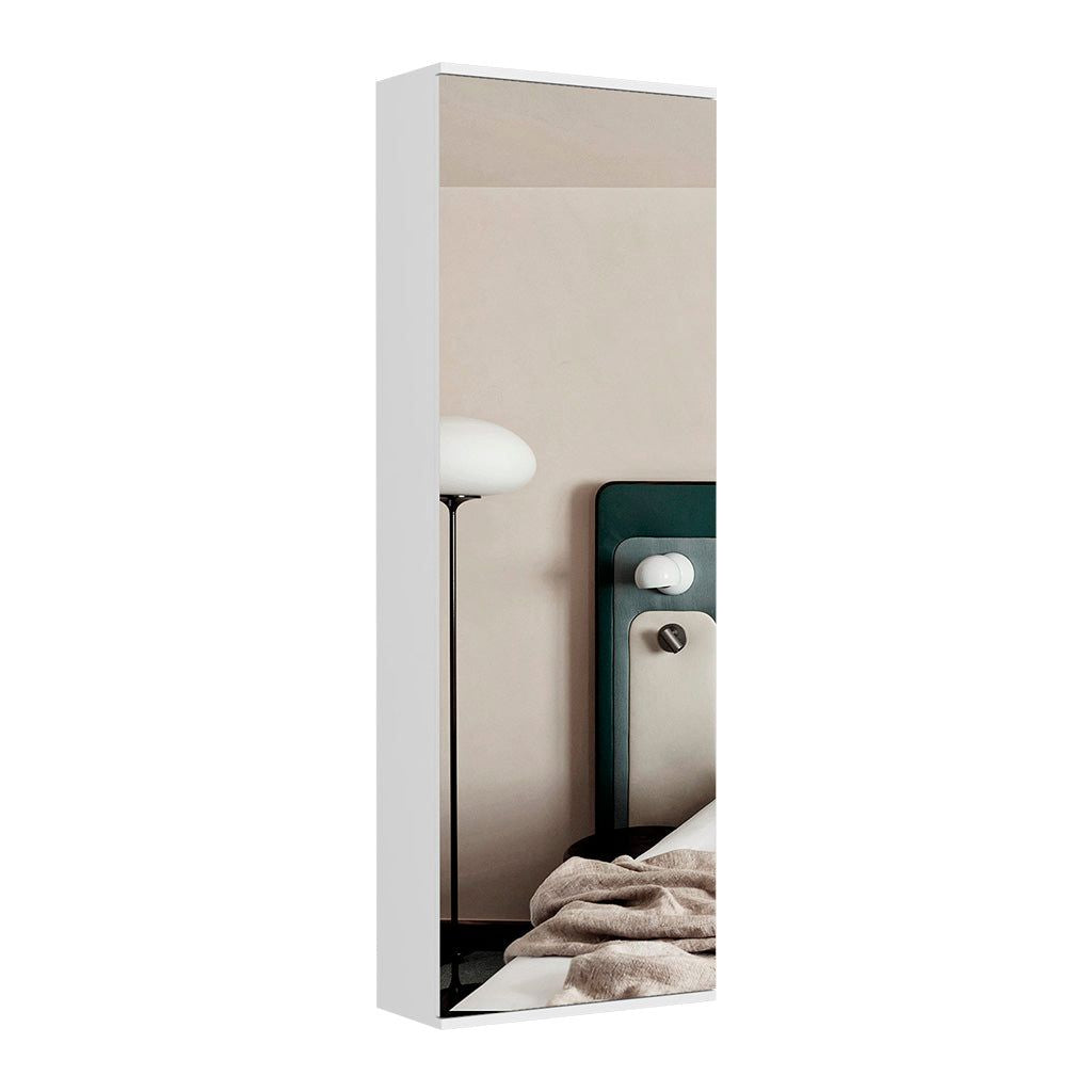 Wall Shoe Rack 54" H, One Mirror, One Door, Five Internal Storage Shelves, Approximate Capacity for Ten Shoes, White image 3