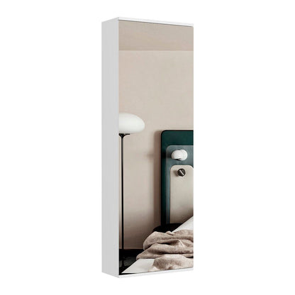 Wall Shoe Rack 54" H, One Mirror, One Door, Five Internal Storage Shelves, Approximate Capacity for Ten Shoes, White image 3