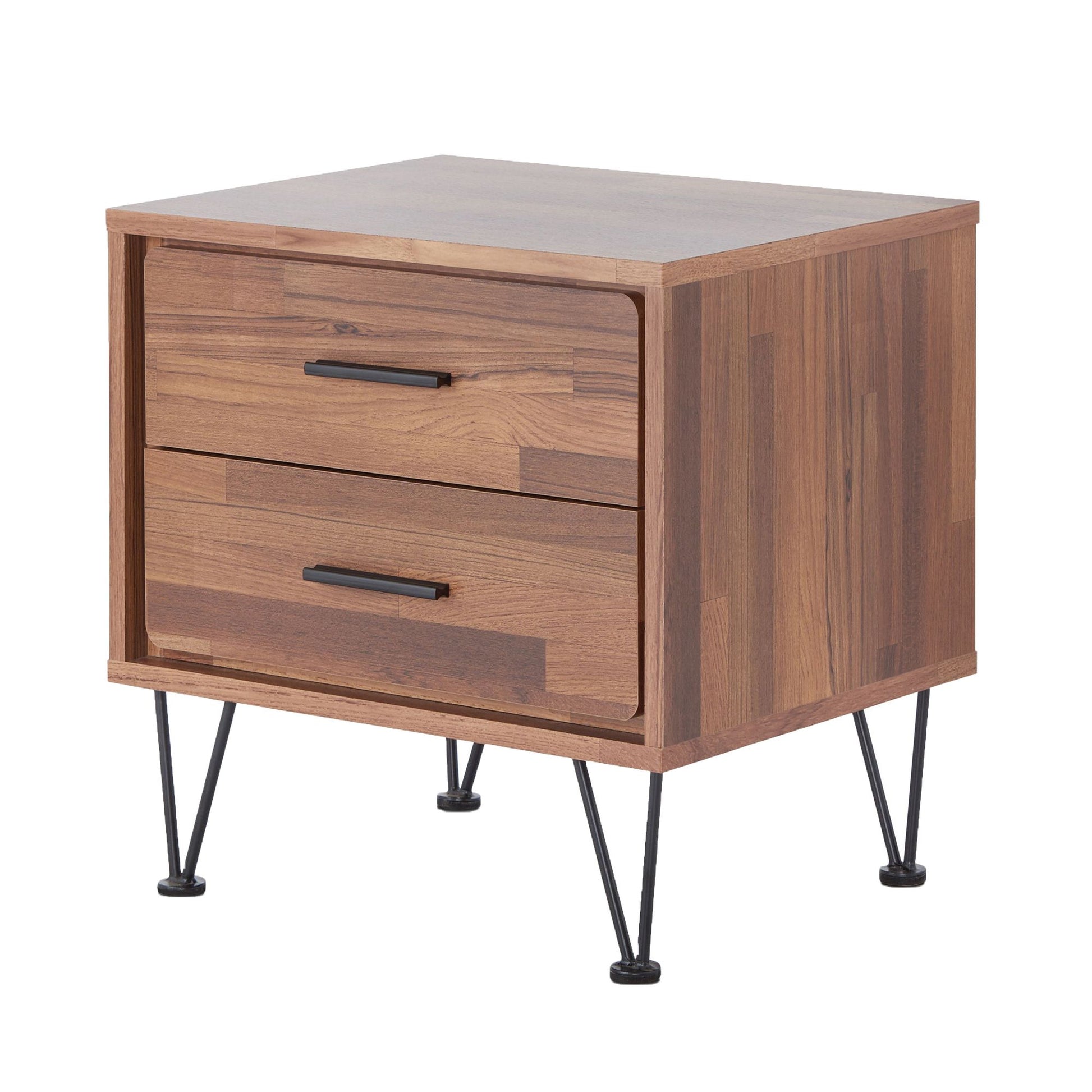 Walnut 2-Drawer Accent Table with Hairpin Legs image 1