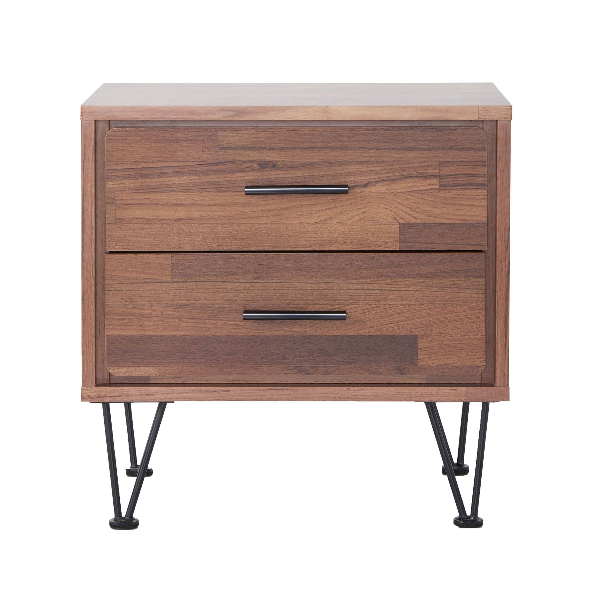 Walnut 2-Drawer Accent Table with Hairpin Legs image 2