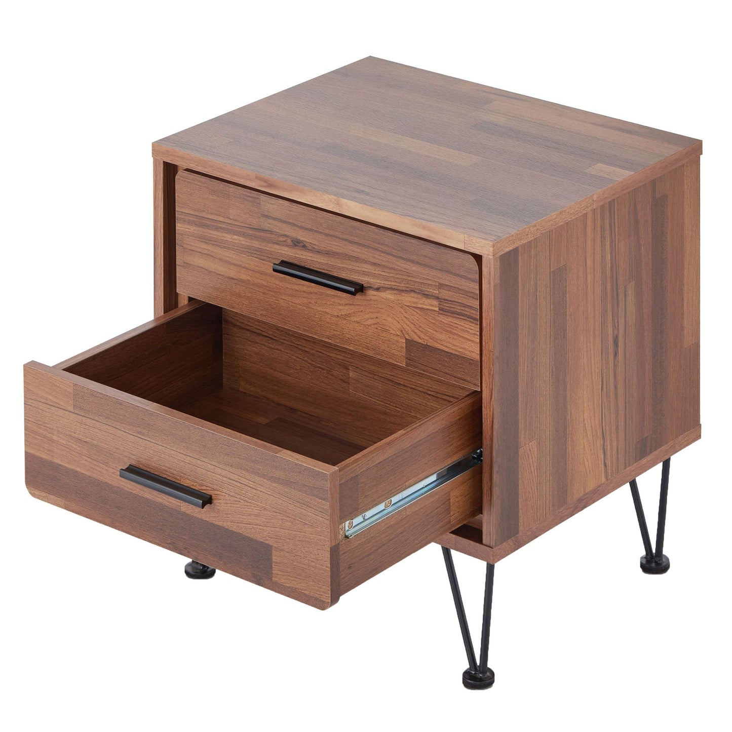 Walnut 2-Drawer Accent Table with Hairpin Legs image 3