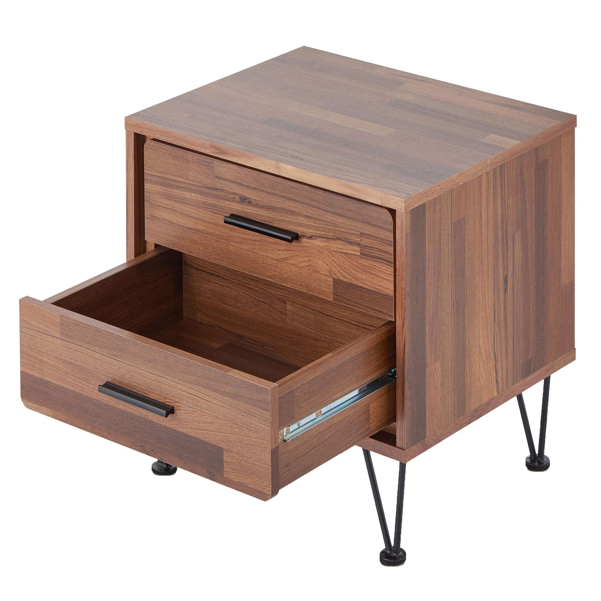 Walnut 2-Drawer Accent Table with Hairpin Legs image 3