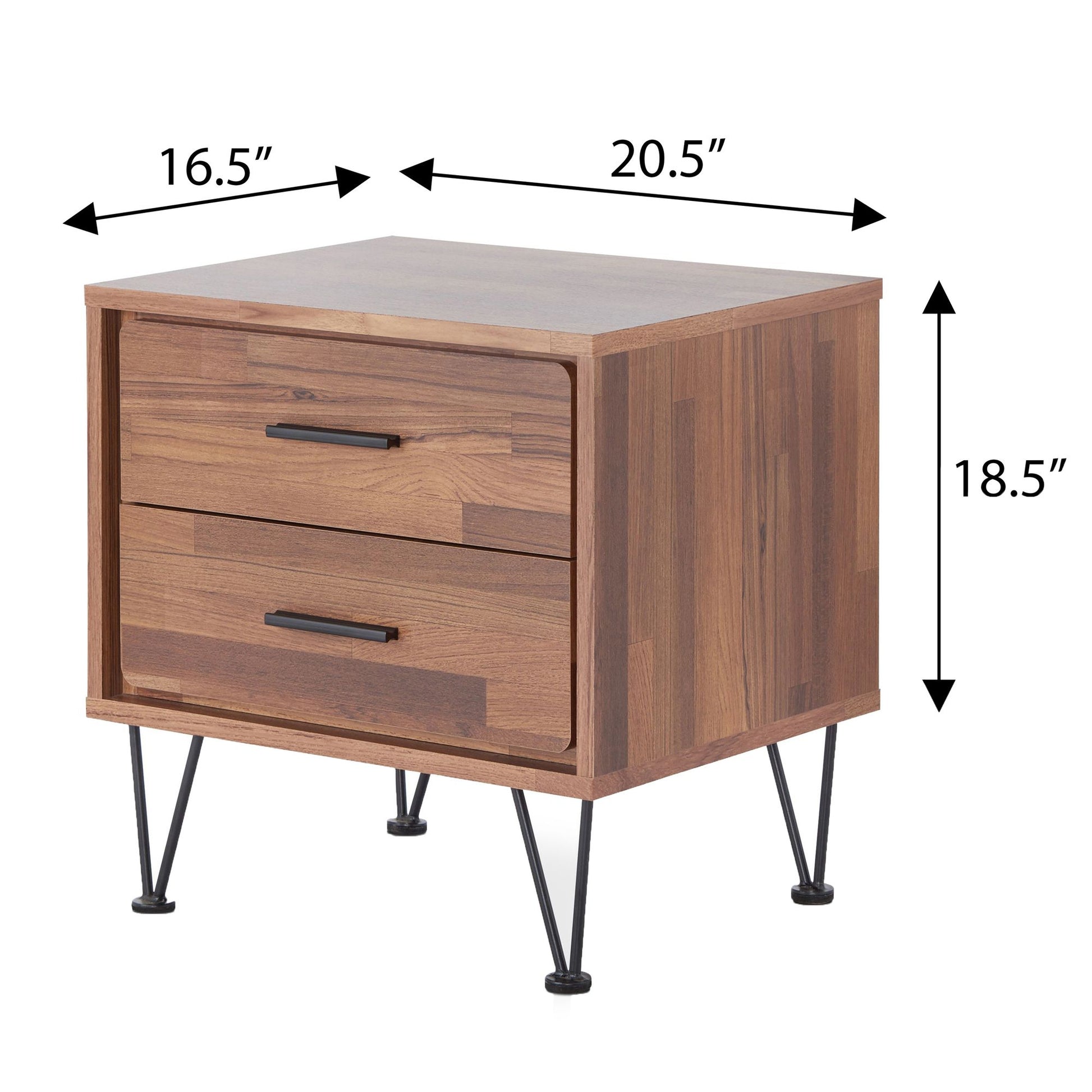Walnut 2-Drawer Accent Table with Hairpin Legs image 6