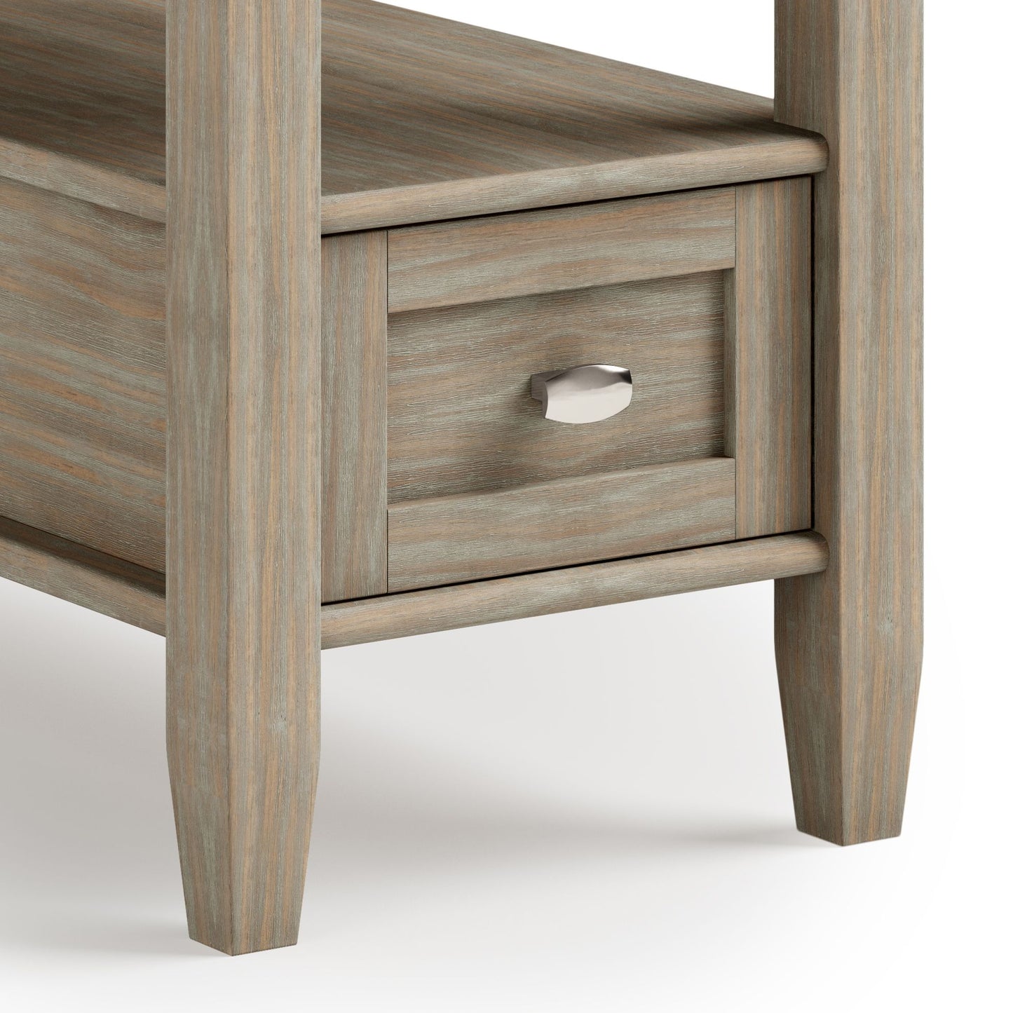 Warm Shaker Solid Wood 14 inch Wide Transitional Narrow Side Table in Distressed Grey image 4