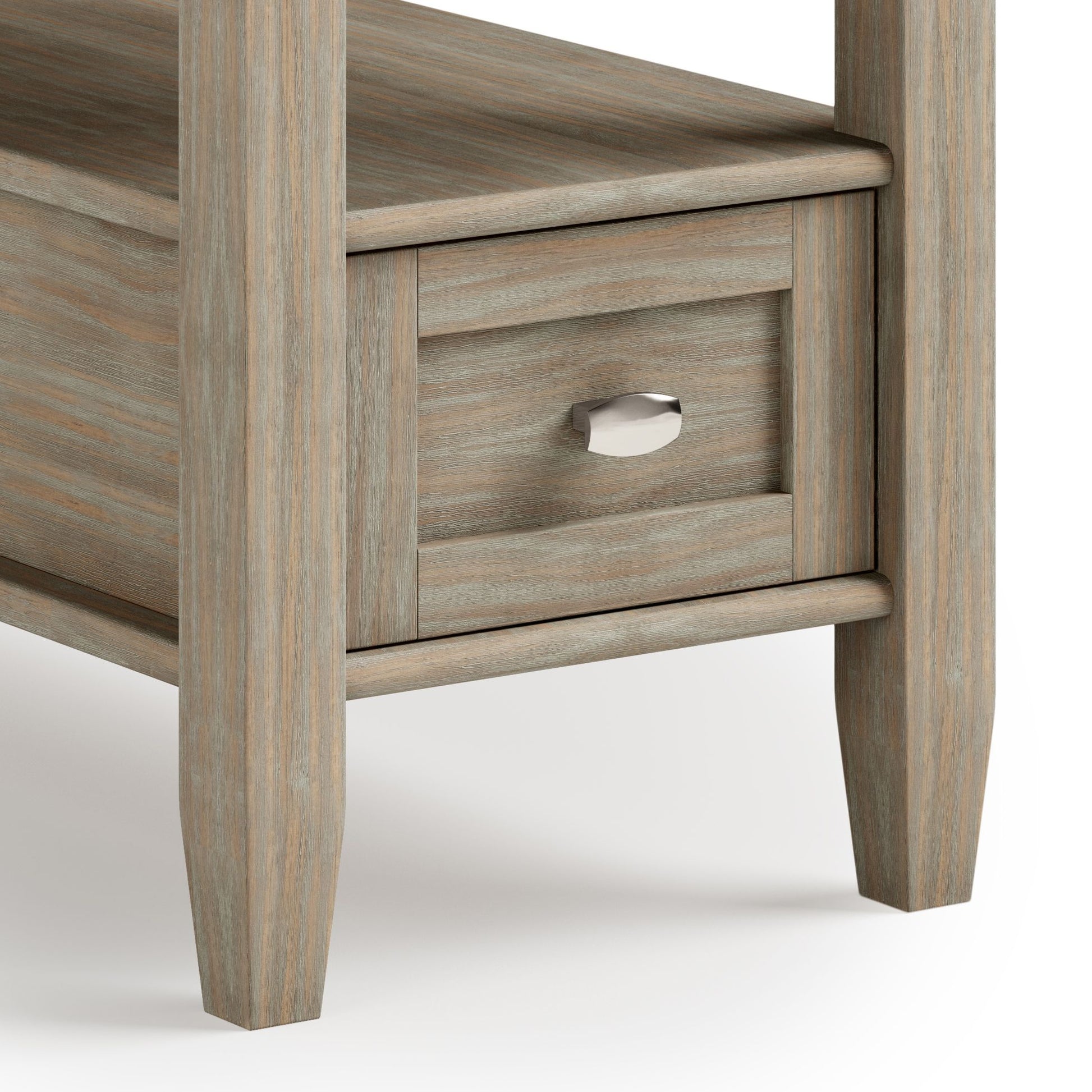 Warm Shaker Solid Wood 14 inch Wide Transitional Narrow Side Table in Distressed Grey image 4