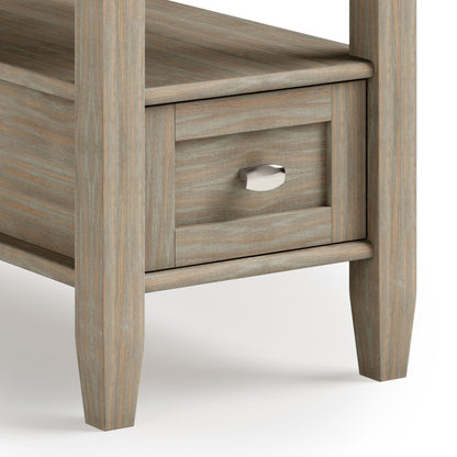 Warm Shaker Solid Wood 14 inch Wide Transitional Narrow Side Table in Distressed Grey image 4