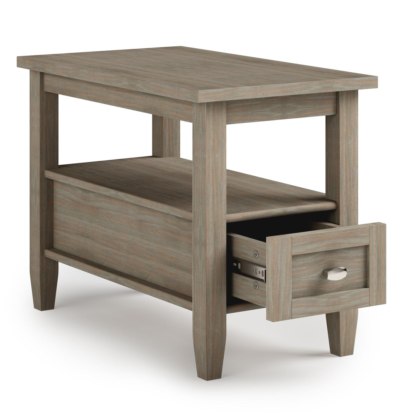 Warm Shaker Solid Wood 14 inch Wide Transitional Narrow Side Table in Distressed Grey image 5