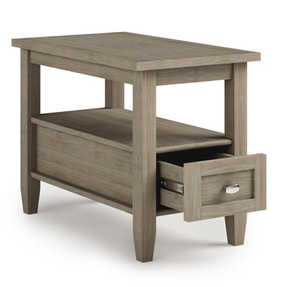 Warm Shaker Solid Wood 14 inch Wide Transitional Narrow Side Table in Distressed Grey image 5