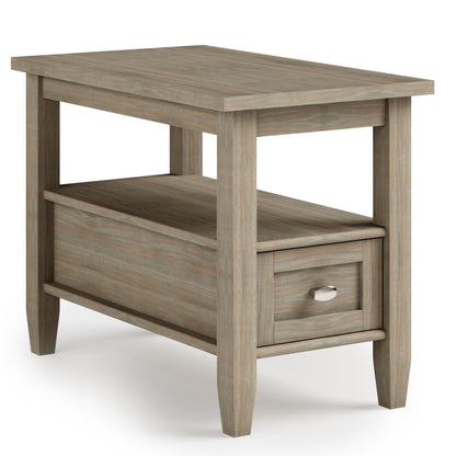 Warm Shaker Solid Wood 14 inch Wide Transitional Narrow Side Table in Distressed Grey image 1