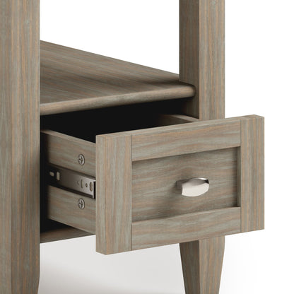 Warm Shaker Solid Wood 14 inch Wide Transitional Narrow Side Table in Distressed Grey image 3