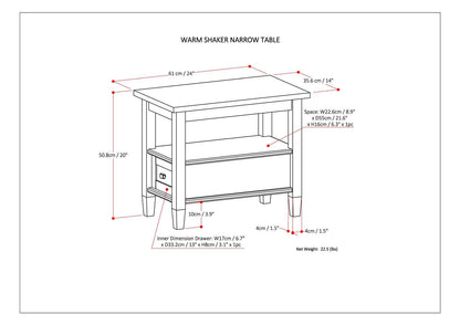 Warm Shaker Solid Wood 14 inch Wide Transitional Narrow Side Table in Distressed Grey image 6