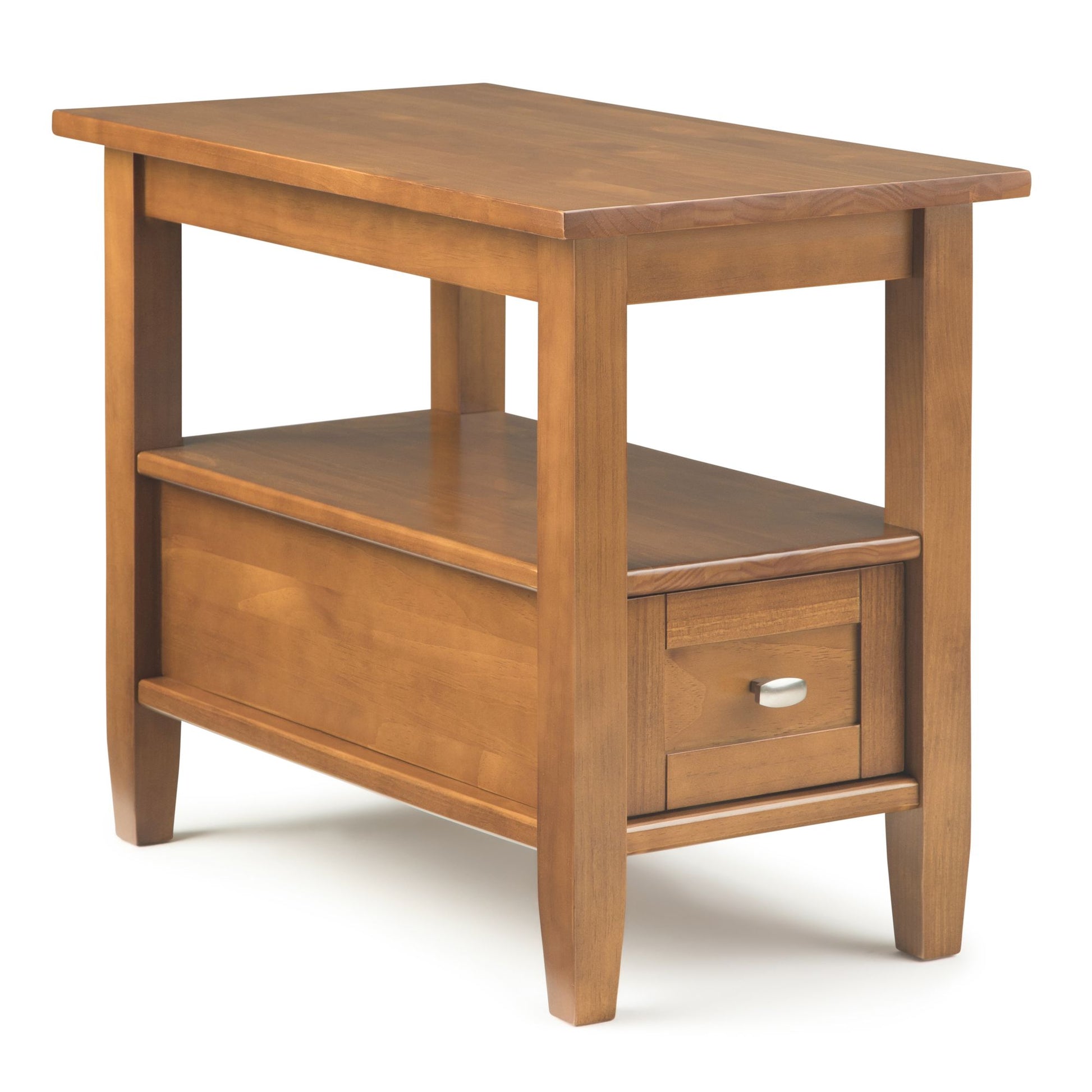 Warm Shaker Solid Wood 14 inch Wide Transitional Narrow Side Table in Light Golden Brown image 1