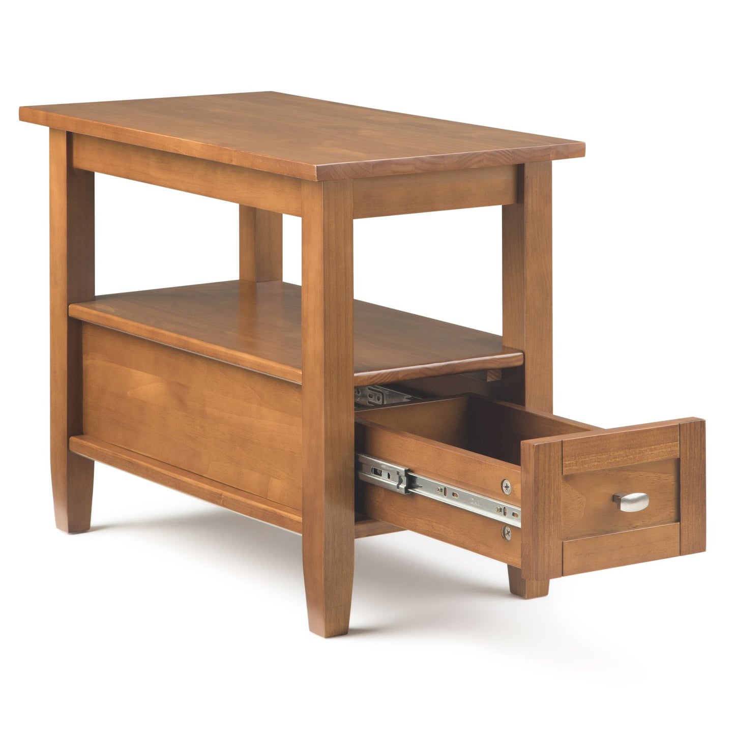 Warm Shaker Solid Wood 14 inch Wide Transitional Narrow Side Table in Light Golden Brown image 7