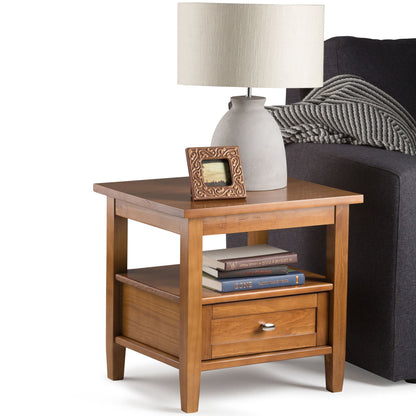 Warm Shaker Solid Wood 20 inch Wide Transitional End Table in Light Golden Brown image 8