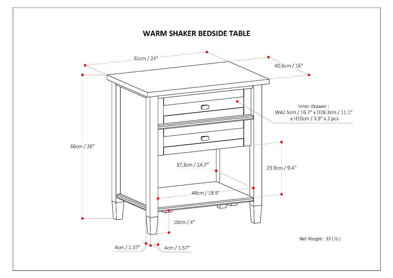 Warm Shaker Solid Wood 24 inch Wide Transitional Nightstand in Light Golden Brown image 8