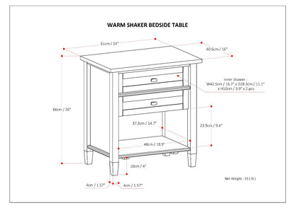 Warm Shaker Solid Wood 24 inch Wide Transitional Nightstand in Light Golden Brown image 8