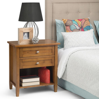 Warm Shaker Solid Wood 24 inch Wide Transitional Nightstand in Light Golden Brown image 9