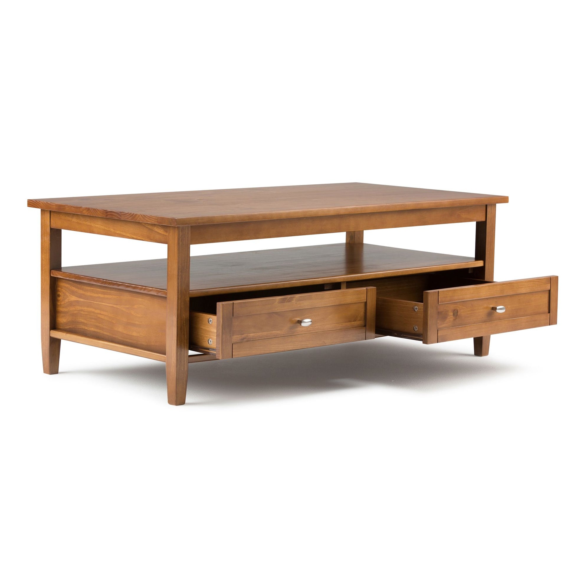 Warm Shaker Solid Wood 48 inch Wide Transitional Coffee Table in Light Golden Brown image 6