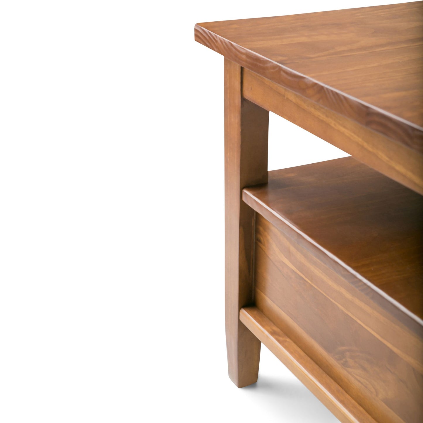 Warm Shaker Solid Wood 48 inch Wide Transitional Coffee Table in Light Golden Brown image 3