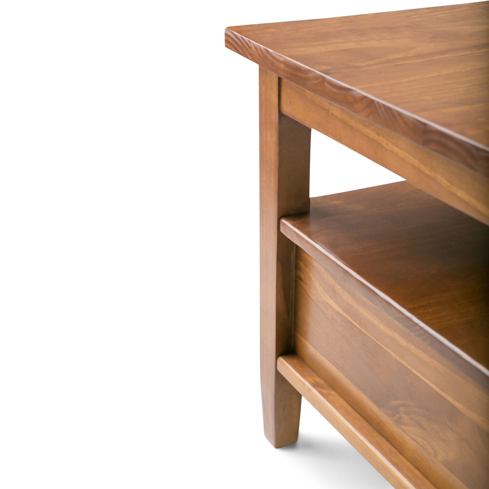 Warm Shaker Solid Wood 48 inch Wide Transitional Coffee Table in Light Golden Brown image 3