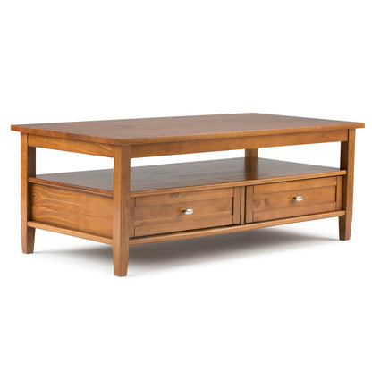 Warm Shaker Solid Wood 48 inch Wide Transitional Coffee Table in Light Golden Brown image 2