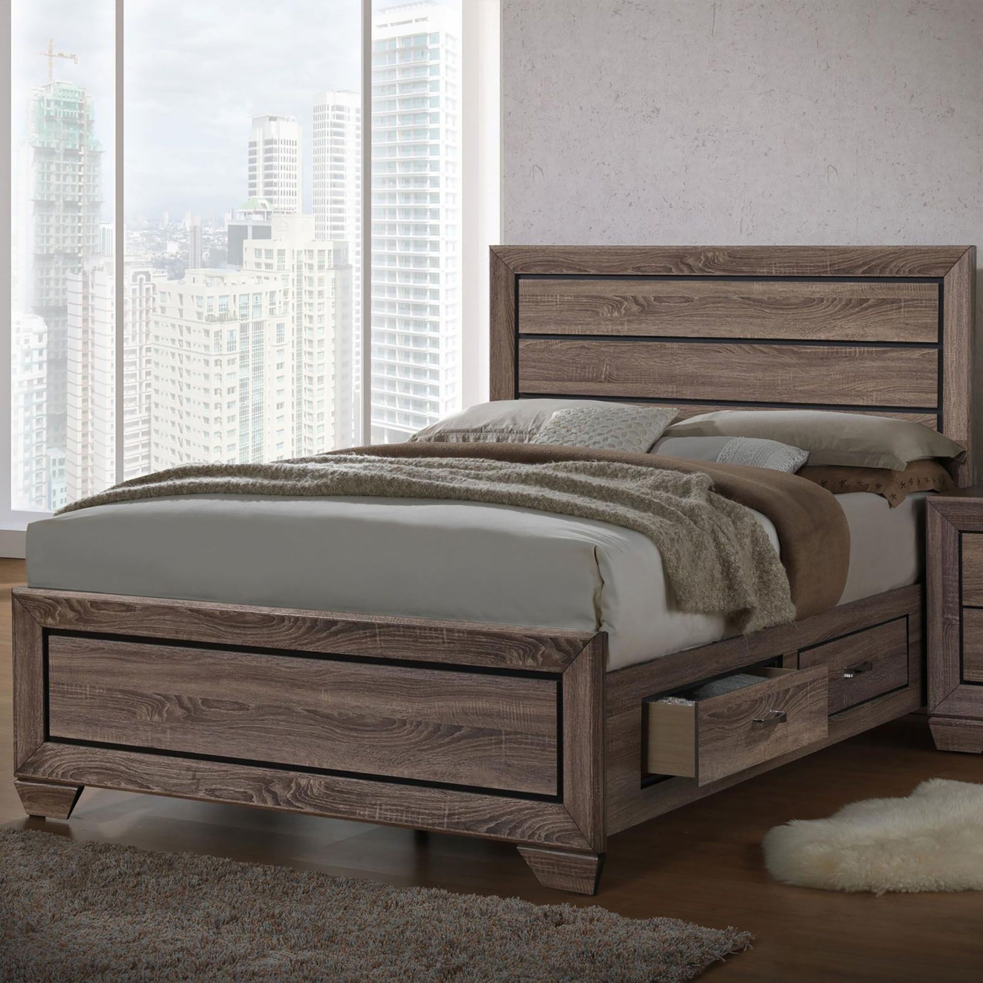 Washed Taupe Queen Storage Bed image 1