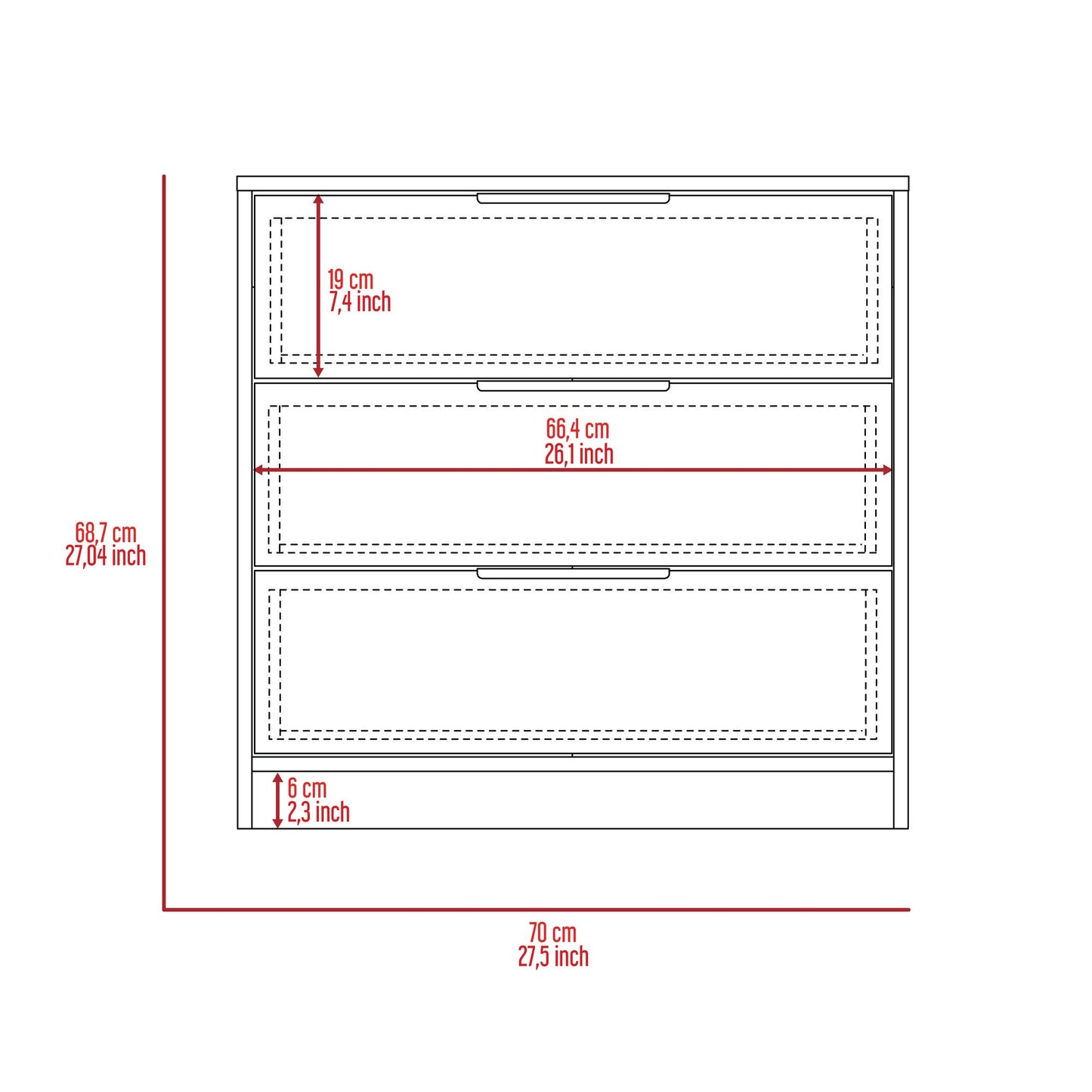 Washington Three Drawer Dresser image 4